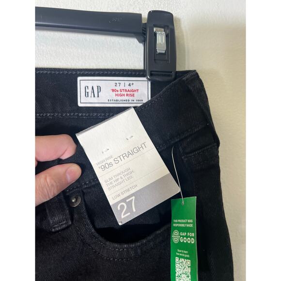 NWT Gap Black 90's Straight Leg Jeans Sz 27 - Picture 3 of 3